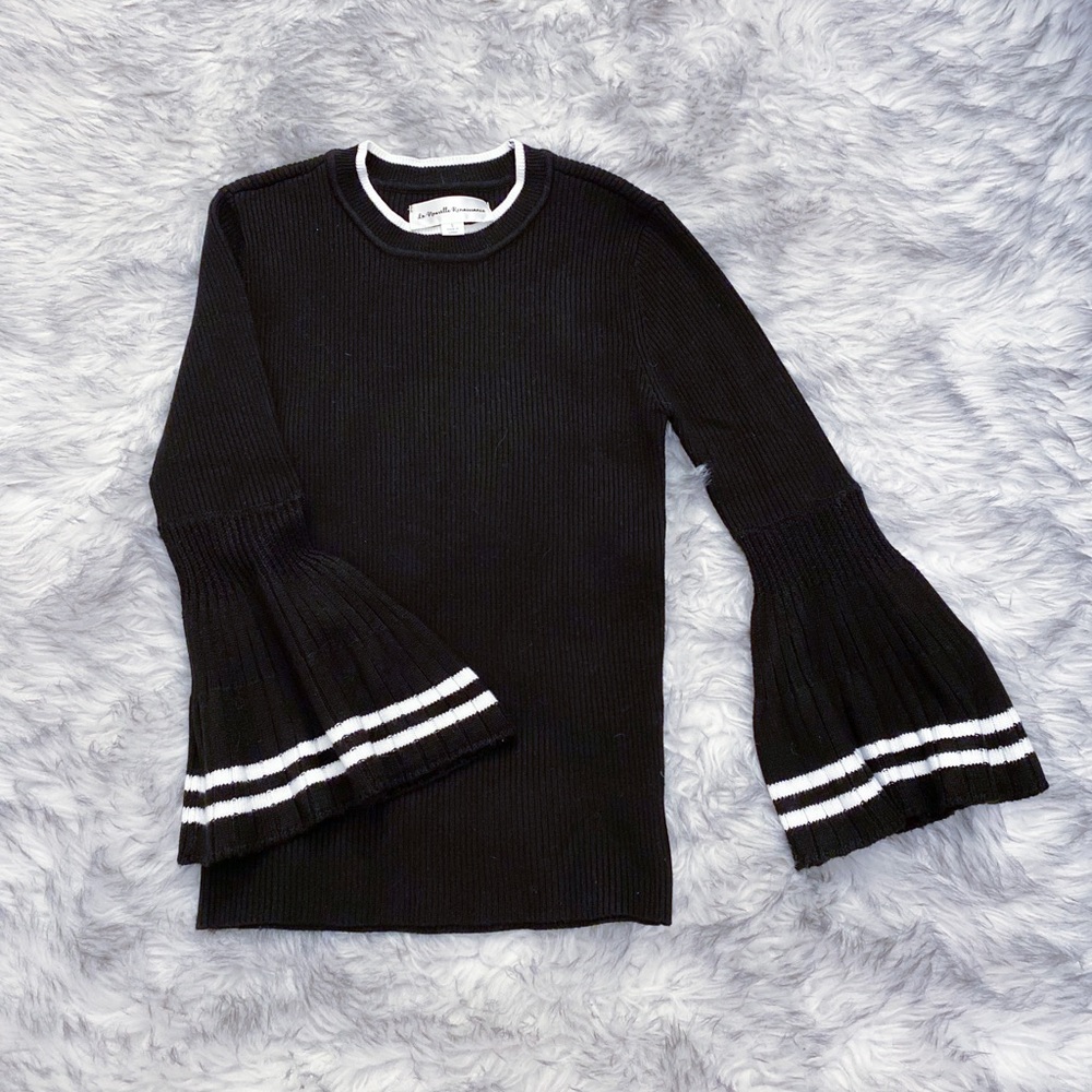 Bell Sleeve Ribbed Knit Sweater